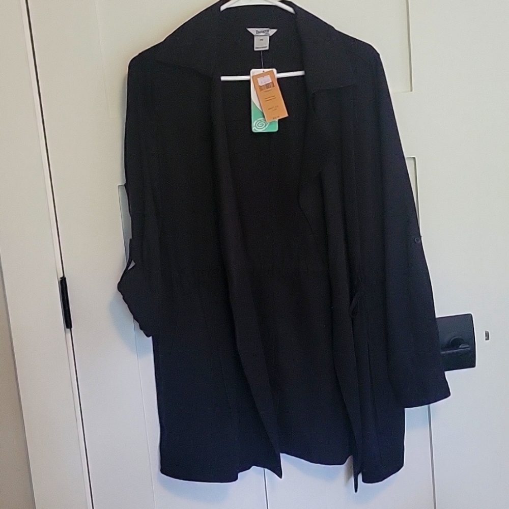 Duluth Tencel Cascading Trench Jacket, XS, Black